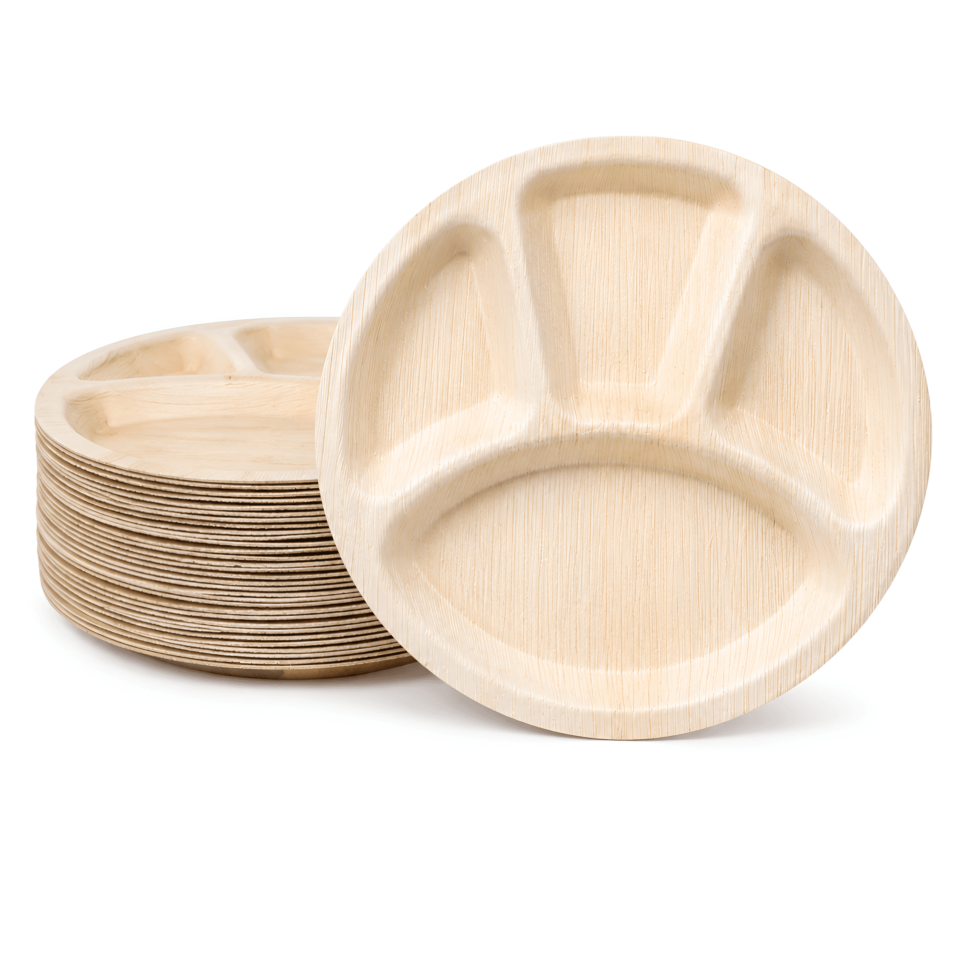 Areca Leaf Product — Areca Leaf 4-Compartment Round Plate