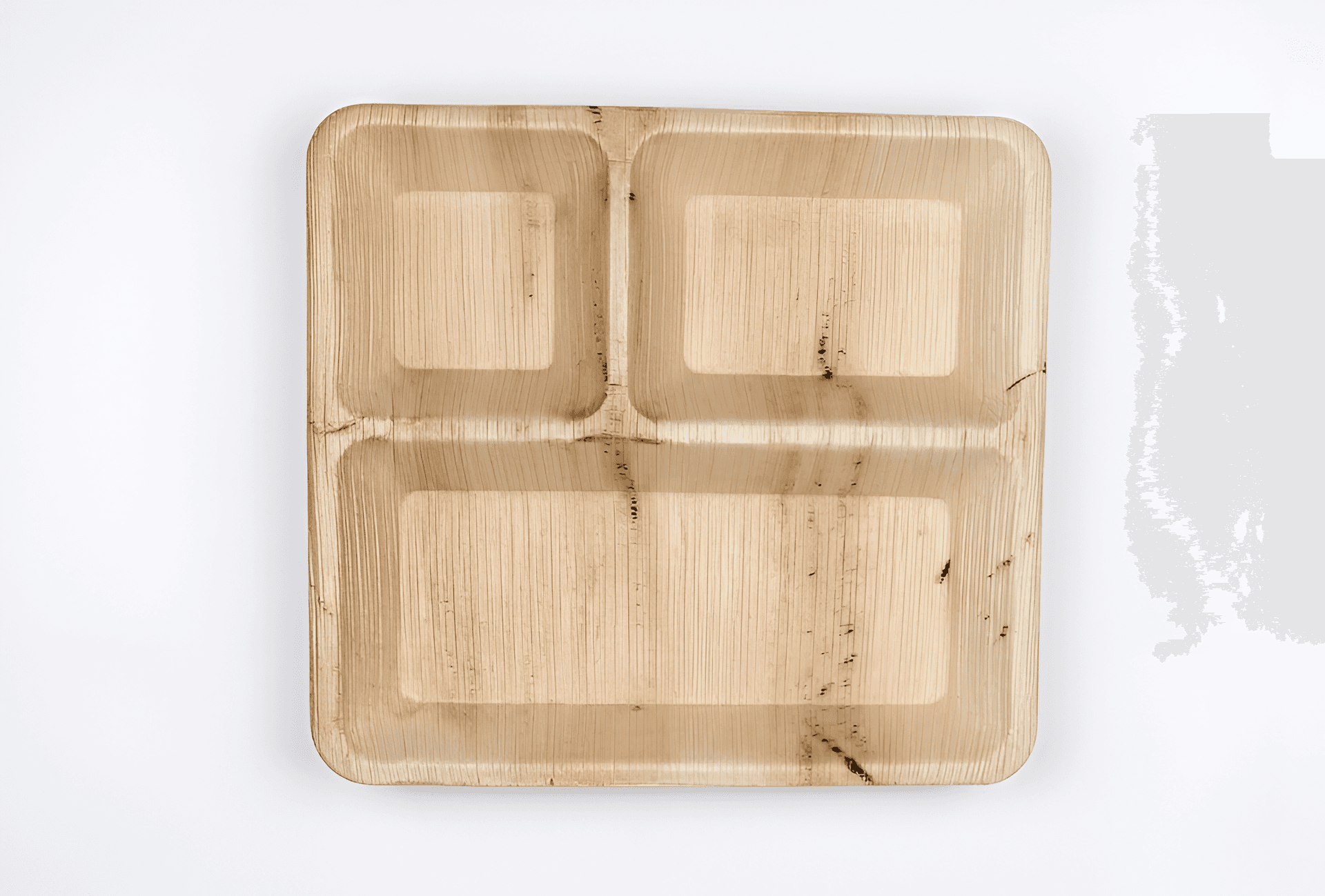 Areca Leaf Product — Areca Leaf 3-Compartment Square Plate